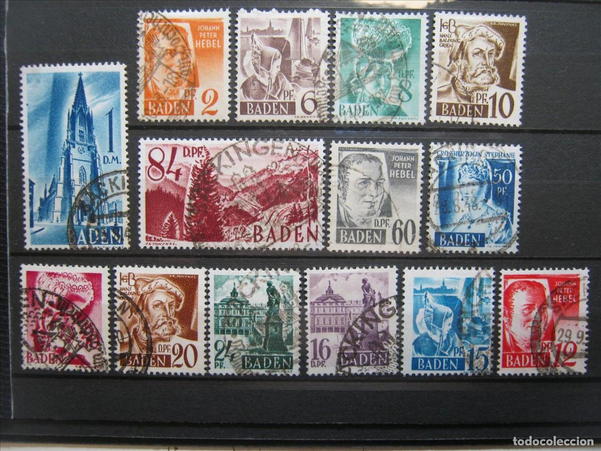 Briefmarken: ALEMANIA BADEN 1948 SERIE YVERT 14/27 USADOS PERFECTOS.
