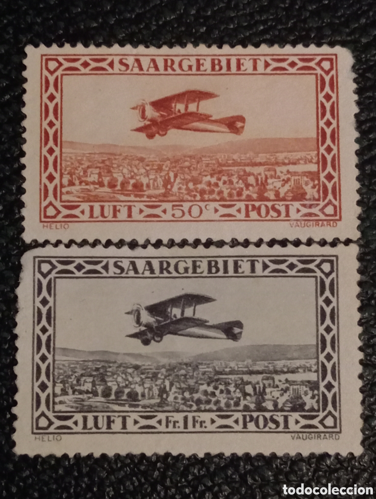 Sellos: Serie Completa Saargebiet 1928 Luftpost - Michel N&deg; 126/127 MH