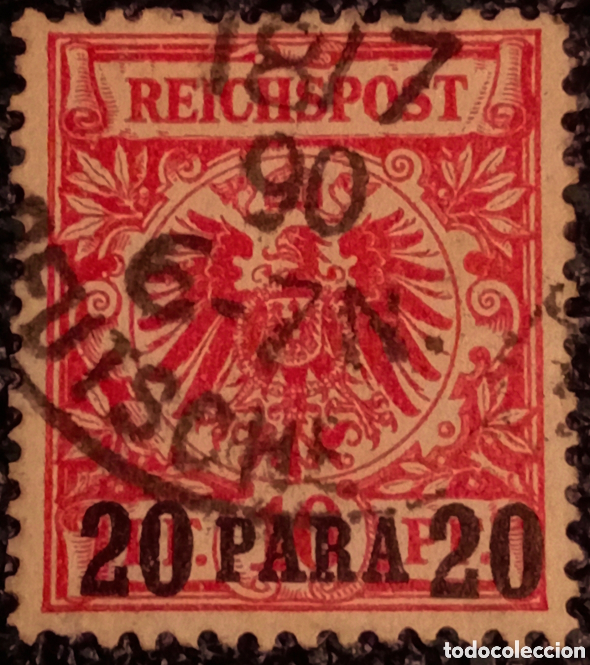 Sellos: Sello Alemania Post T&uuml;rkei 1889 20 Para s/10 Pf Usado - Michel N&deg; 7
