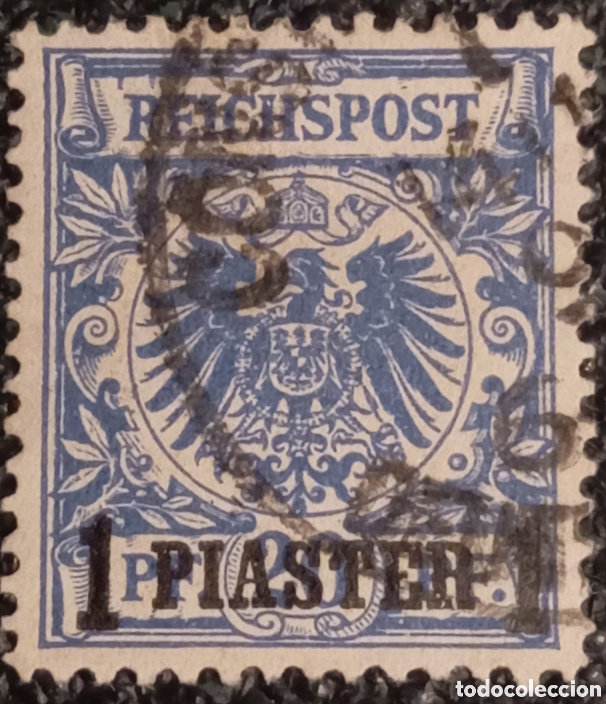 Sellos: Sello Alemania Post T&uuml;rkei 1889 1 Piaster Azul Usado - Michel N&deg; 8