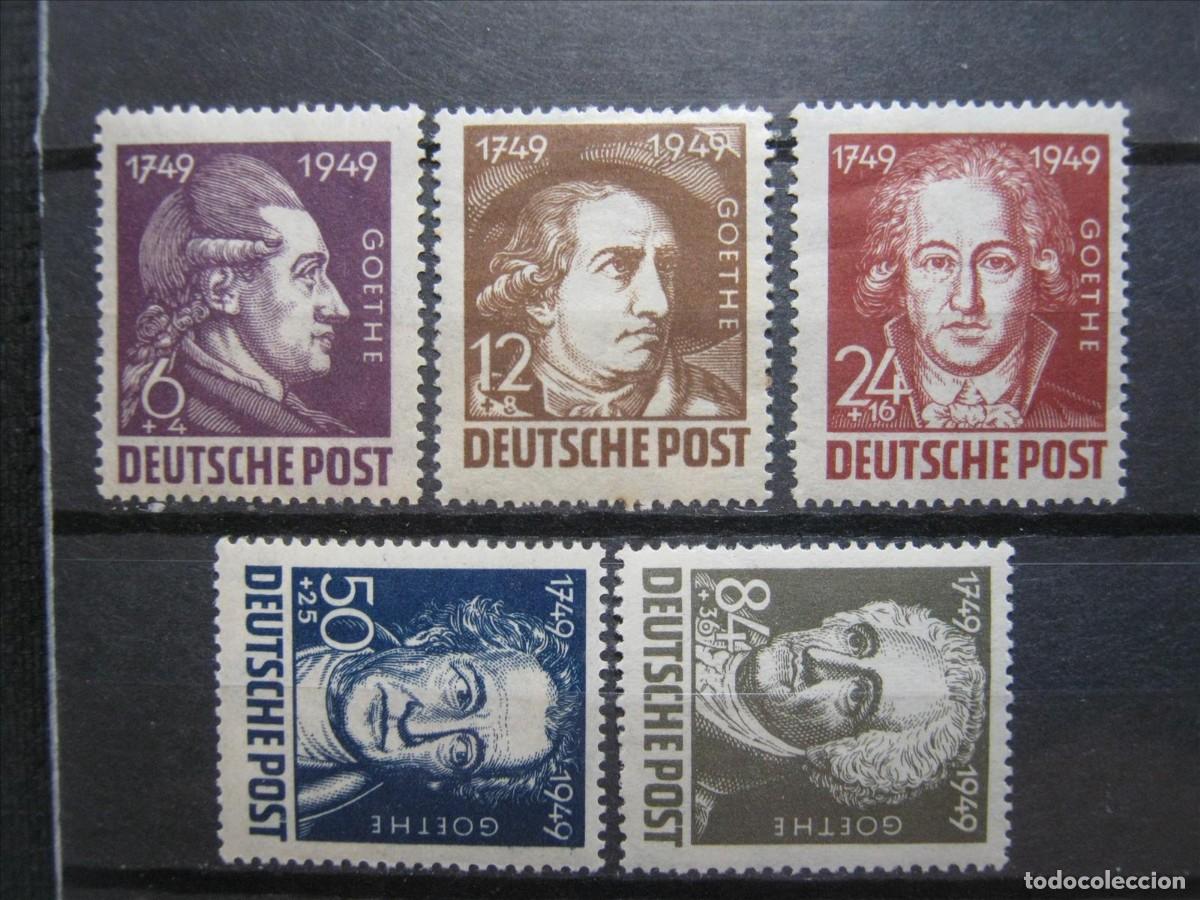 Timbres: DDR ALEMANIA ORIENTAL EMISIONES GENERALES 1949 SERIE YVERT 52/56 LH*/MH* LUJO.
