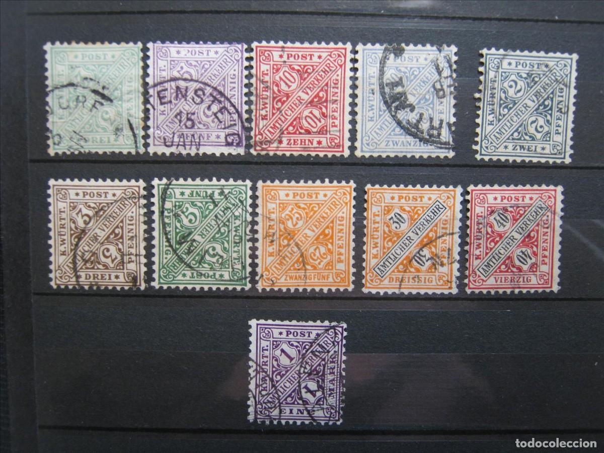 Francobolli: ALEMANIA ESTADO W&Uuml;RTTEMBERG 1881 Y 1890-1902 LOTE USADO CON EL 1M MUY BIEN.