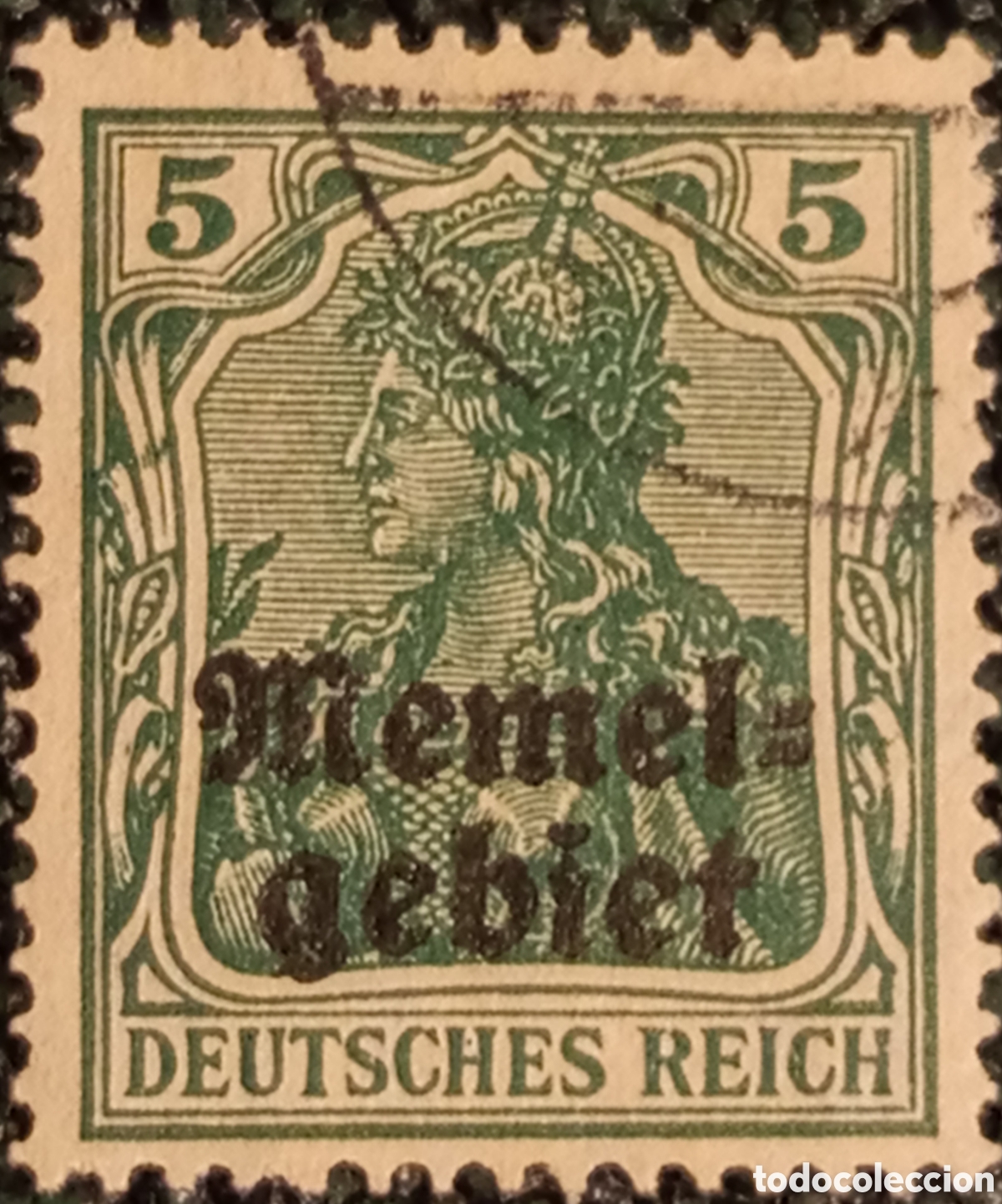 Sellos: Sello Memel Germania 5 Pf MH 1920 - Cat&aacute;logo Michel 1 X - Con marquilla SY