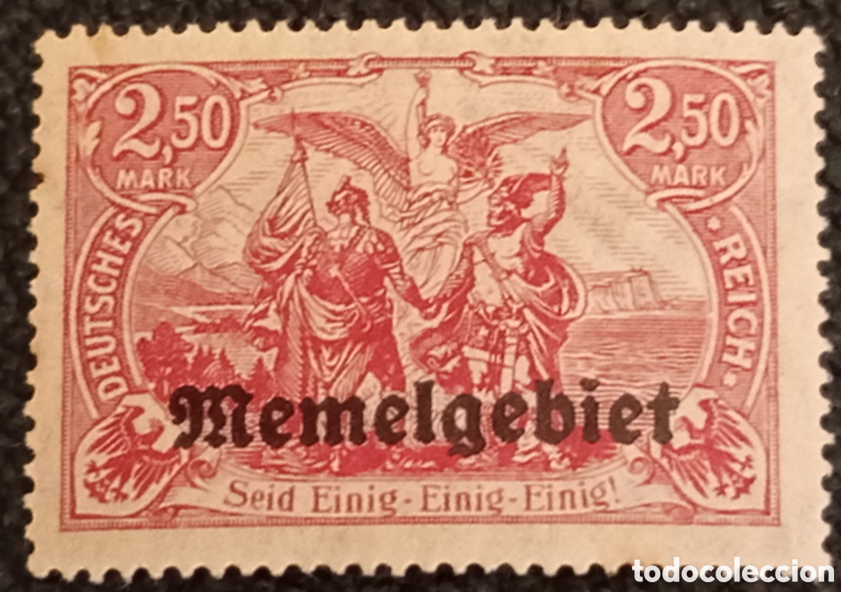 Sellos: Sello Memelgebiet 2,50 Mark MH 1920 - Cat&aacute;logo Michel 13 X - Con Marquilla