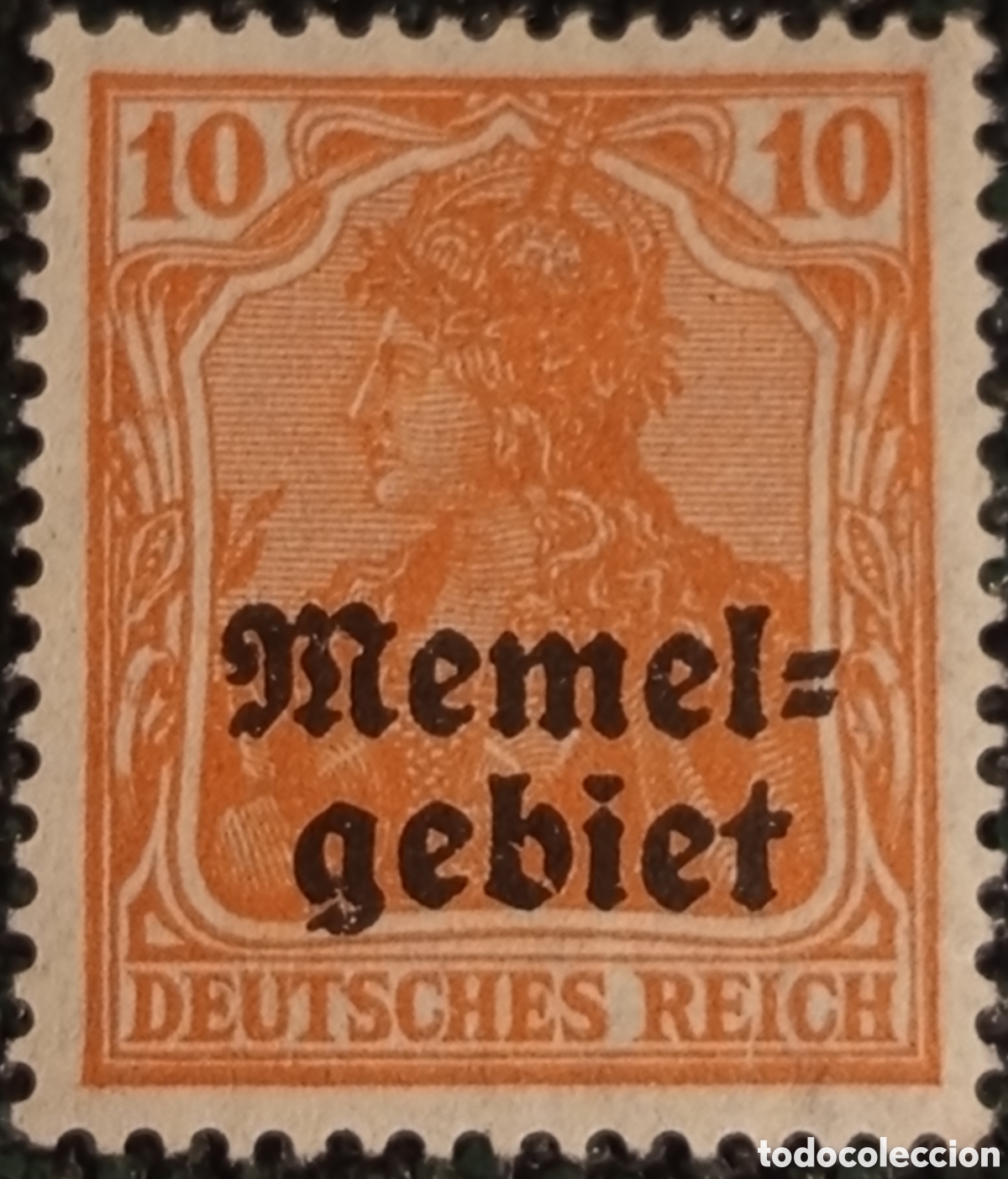 Sellos: Sello Memel Germania 10 Pf MH 1920 - Cat&aacute;logo Michel 2 X - Con Marquilla