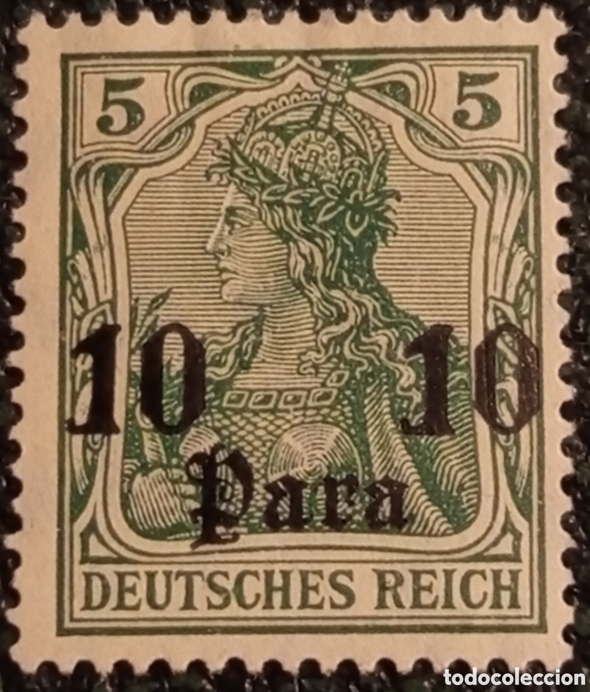 Sellos: Sello Oficina Turqu&iacute;a 10 Para s/ 5 Pf MH 1902 - Cat&aacute;logo Michel 24 - Con Marquilla