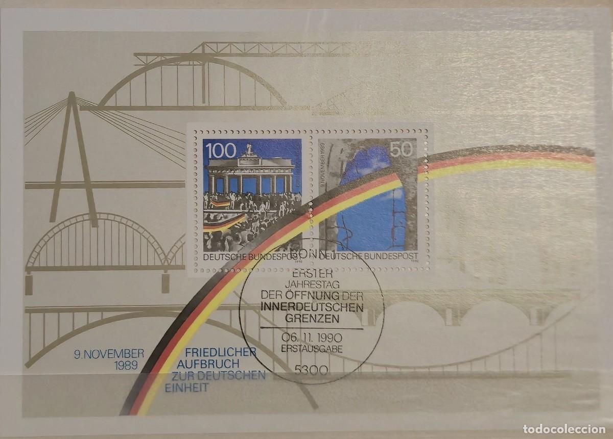Francobolli: hoja bloque Matasellada - Alemania 1990 - primer aniversario de la apertura de la frontera alemana