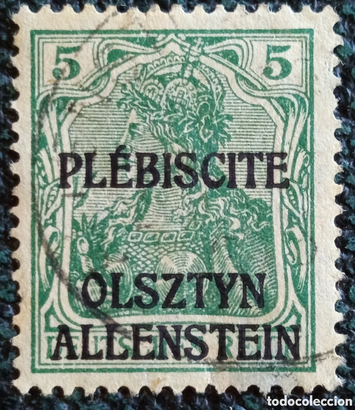 Sellos: Sello Allenstein Plebiscito 5pf Germania 1920 Usado Cat&aacute;logo Scott #1