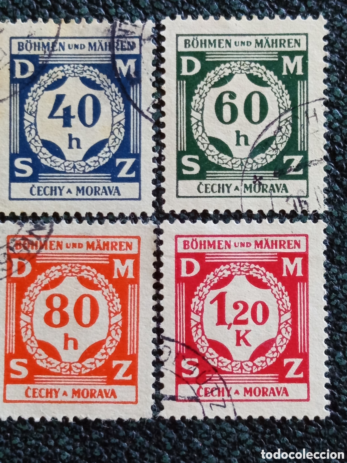 Sellos: Lote 4 Sellos Bohemia y Moravia 1939/40 Usados Cat&aacute;logo Scott #21/24/26/29