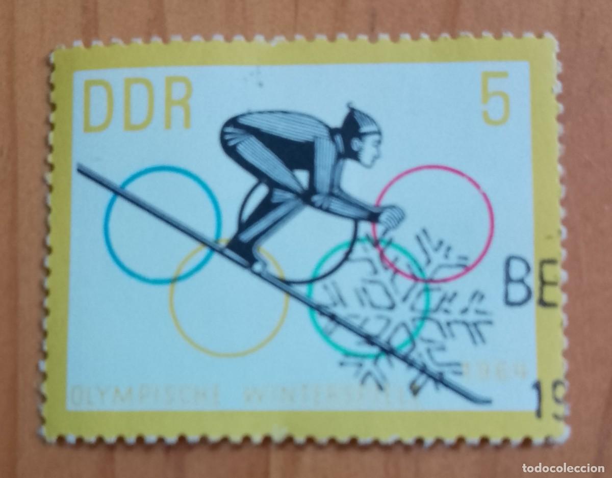 Sellos: ALEMANIA, DDR - V/F 5 - A&Ntilde;O 1964 - JUEGOS OL&Iacute;MPICOS DE INVIERNO