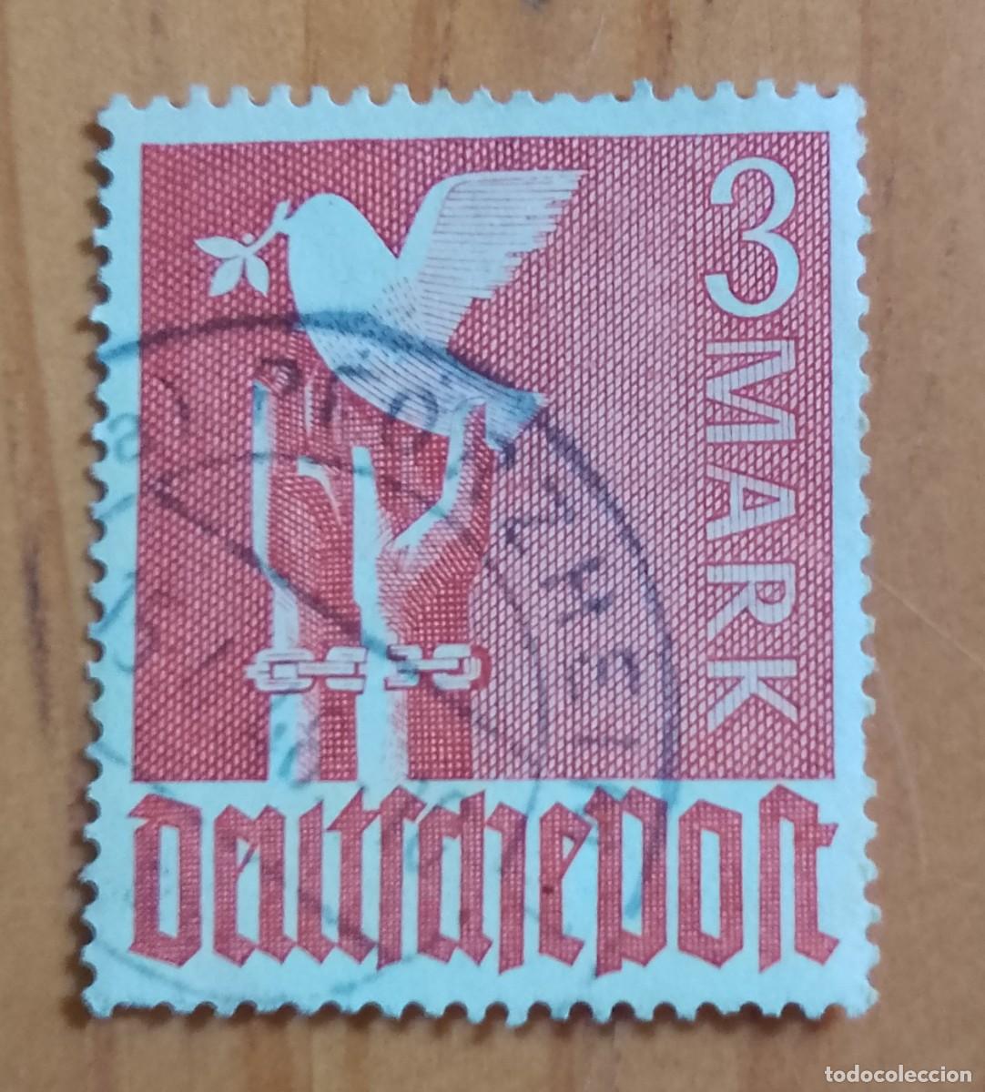 Sellos: ALEMANIA - V/F 3 MARK - A&Ntilde;O 1947 - PALOMA DE LA PAZ.