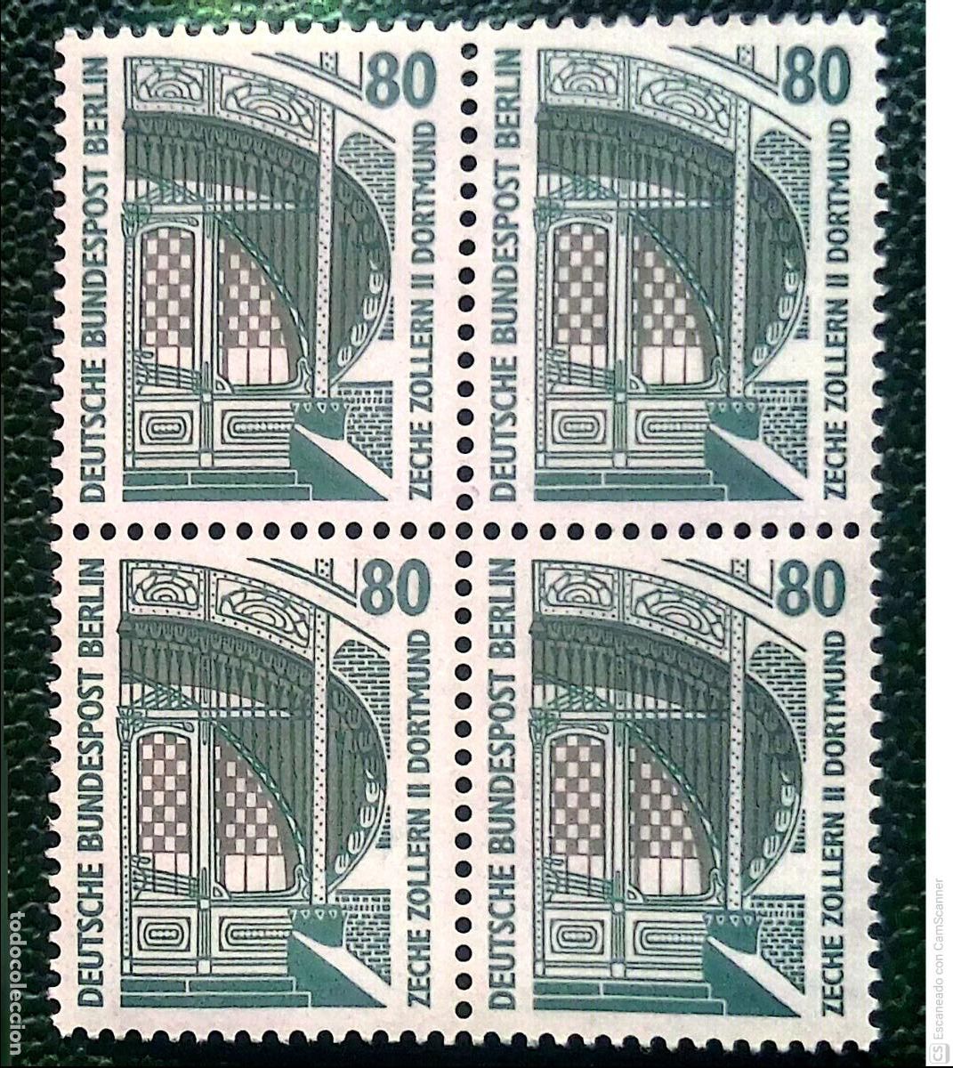 Sellos: Berl&iacute;n. 753. Curiosidades: Entrada de la mina Zollern, en Dortmund, en bloque de cuatro. 1987. Sel