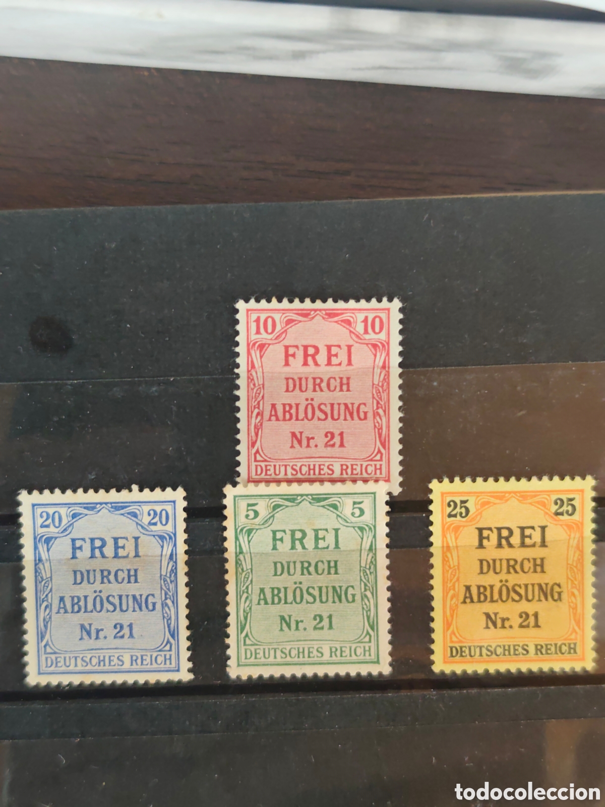 Sellos: 1903 German Deutsche Reich Frei Durch Ablosung Nr. 21 - 5 Pfennig Stamp Collection Set - Vintage Int