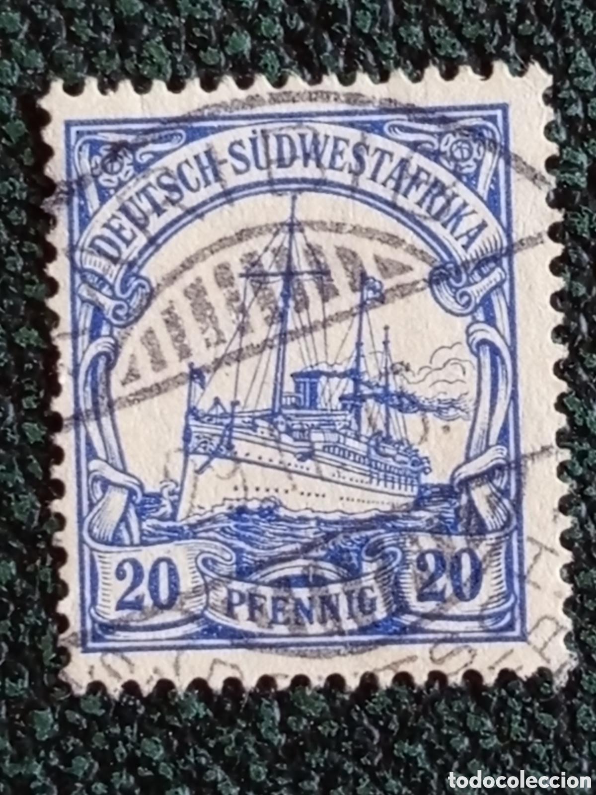 Sellos: Sello Sudoeste Africano Alem&aacute;n 1906 Yacht 20 Pf Usado - Cat&aacute;logo Michel 27