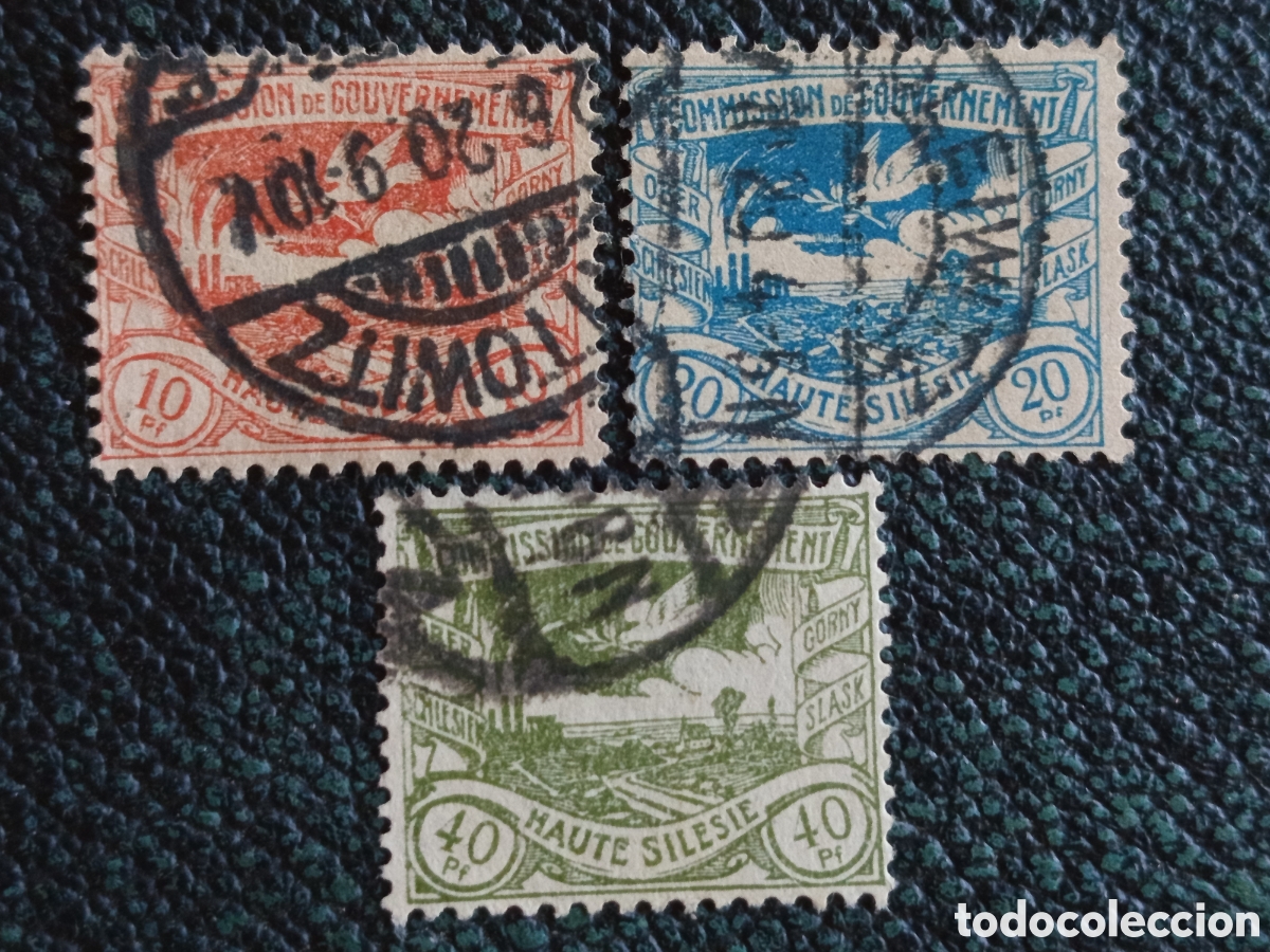 Sellos: Lote 3 Sellos Alta Silesia 1920 Plebiscito Usados - Cat&aacute;logo Michel 3, 5 y 8