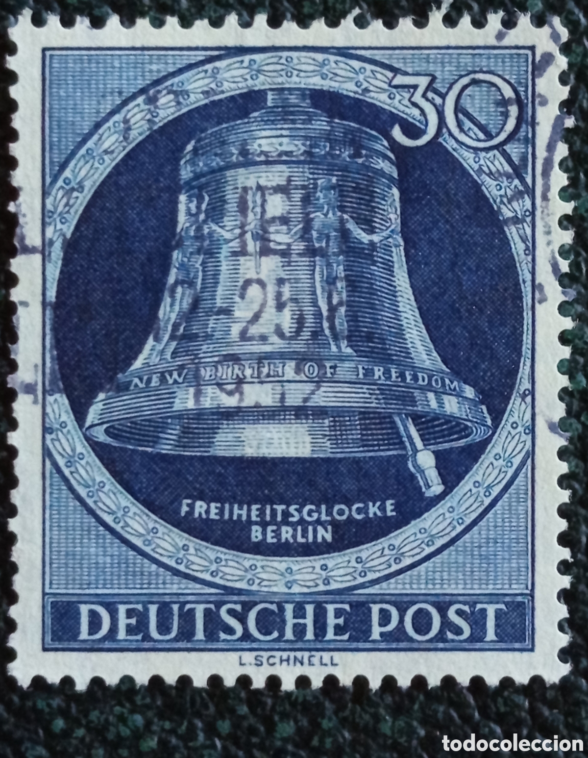 Sellos: Sello Berl&iacute;n 1951 Campana de la Libertad 30 Pf Usado - Cat&aacute;logo Michel 85