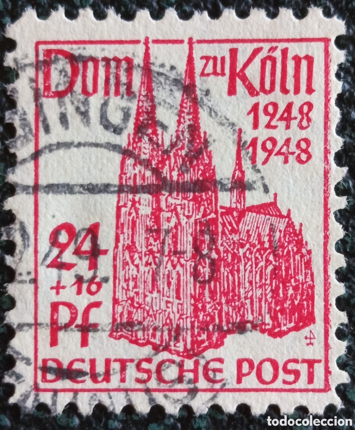 Sellos: Sello Alemania 1948 700 Aniv Catedral Colonia 24+16 Pf Usado - Michel 100