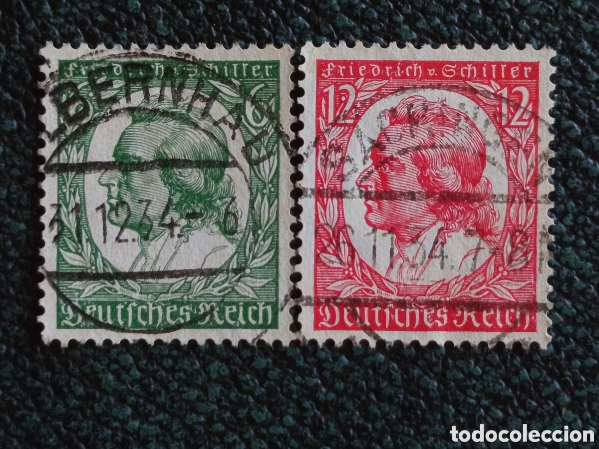 Sellos: Sellos Alemania 1934 Aniv Friedrich Schiller Usados - Cat&aacute;logo Michel 554/555