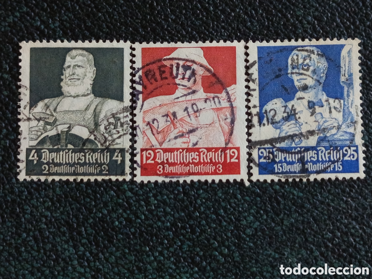 Sellos: Sellos Alemania 1934 Profesiones Nothilfe Usados - Cat&aacute;logo Michel 556, 559, 561
