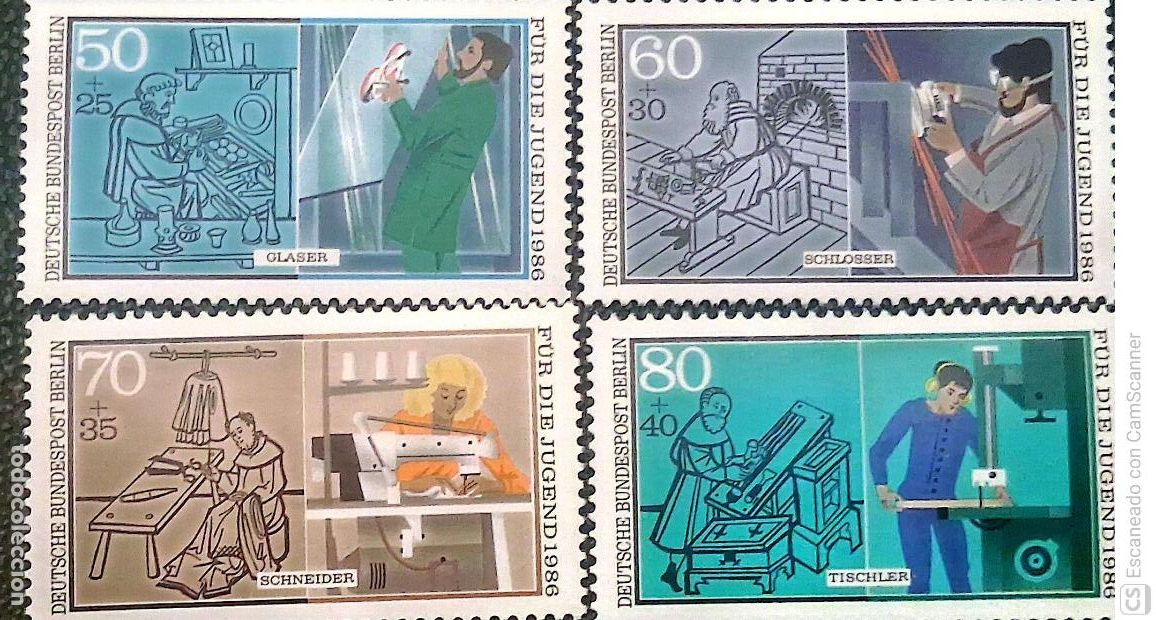 Sellos: Berl&iacute;n. 715/18 Artesanos de ayer y de hoy. 1986. Sellos nuevos y numeraci&oacute;n Yvert.