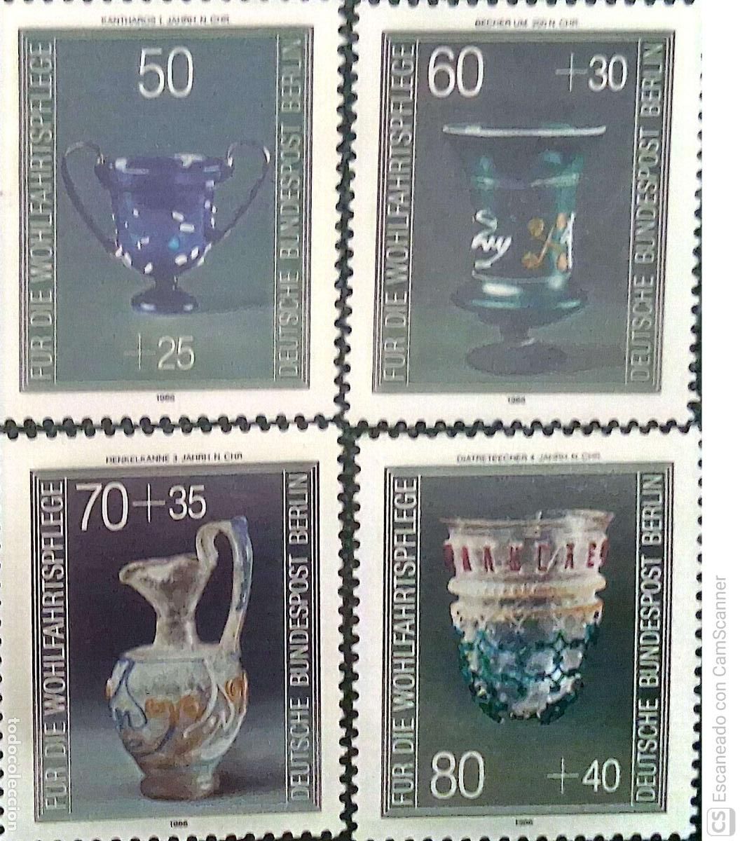 Sellos: Berl&iacute;n. 726/29 Cristaler&iacute;as antiguas del Museo de Colonia. 1986. Sellos nuevos y numeraci&oacute;n Yvert.