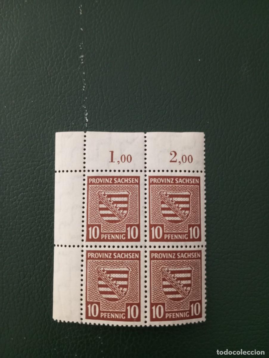 Sellos: ALEMANIA, 1945, OCUPACI&Oacute;N SOVI&Eacute;TICA, SAJONIA, HALLE. FULIGRANA AL DORSO DE IZQUIERDA A DERECHA,