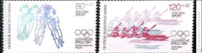Sellos: Berl&iacute;n. 678/79 Pro-Deporte: Ciclismo damas y kayak a cuatro, damas. 1984. Sellos nuevos y numeraci