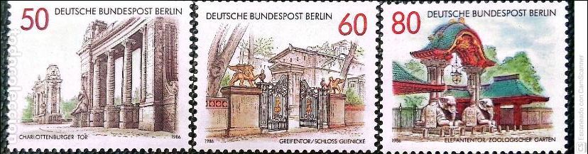 Sellos: Berl&iacute;n. 722/24 Puertas y portales de Berl&iacute;n. 1986. Sellos nuevos y numeraci&oacute;n Yvert.