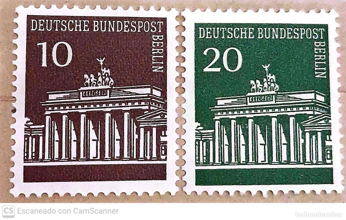 Sellos: Berl&iacute;n. 25/58 Puerta de Brandeburgo, en Berl&iacute;n. 1966/67. Sellos nuevos y numeraci&oacute;n Yvert.