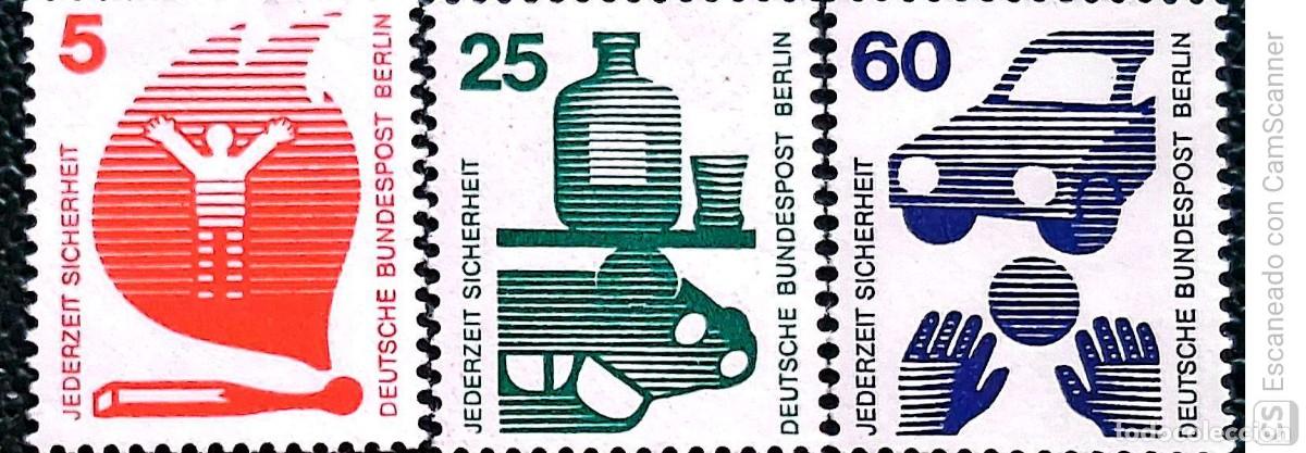 Sellos: Berl&iacute;n. 378/80 Prevenci&oacute;n vial. 1971. Sellos nuevos y numeraci&oacute;n Yvert.