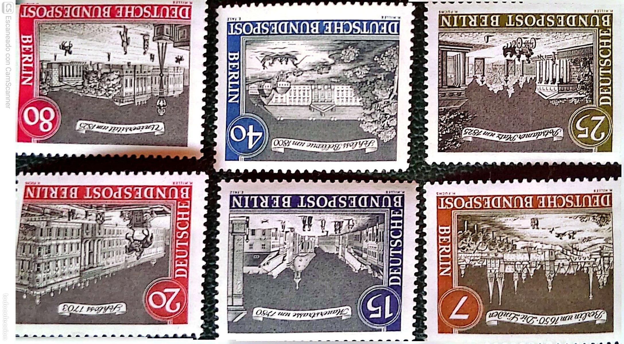 Sellos: Berl&iacute;n. 196, 198/201 y 205 Vistas de Berl&iacute;n. 1962/63. Sellos nuevos y numeraci&oacute;n Yvert.