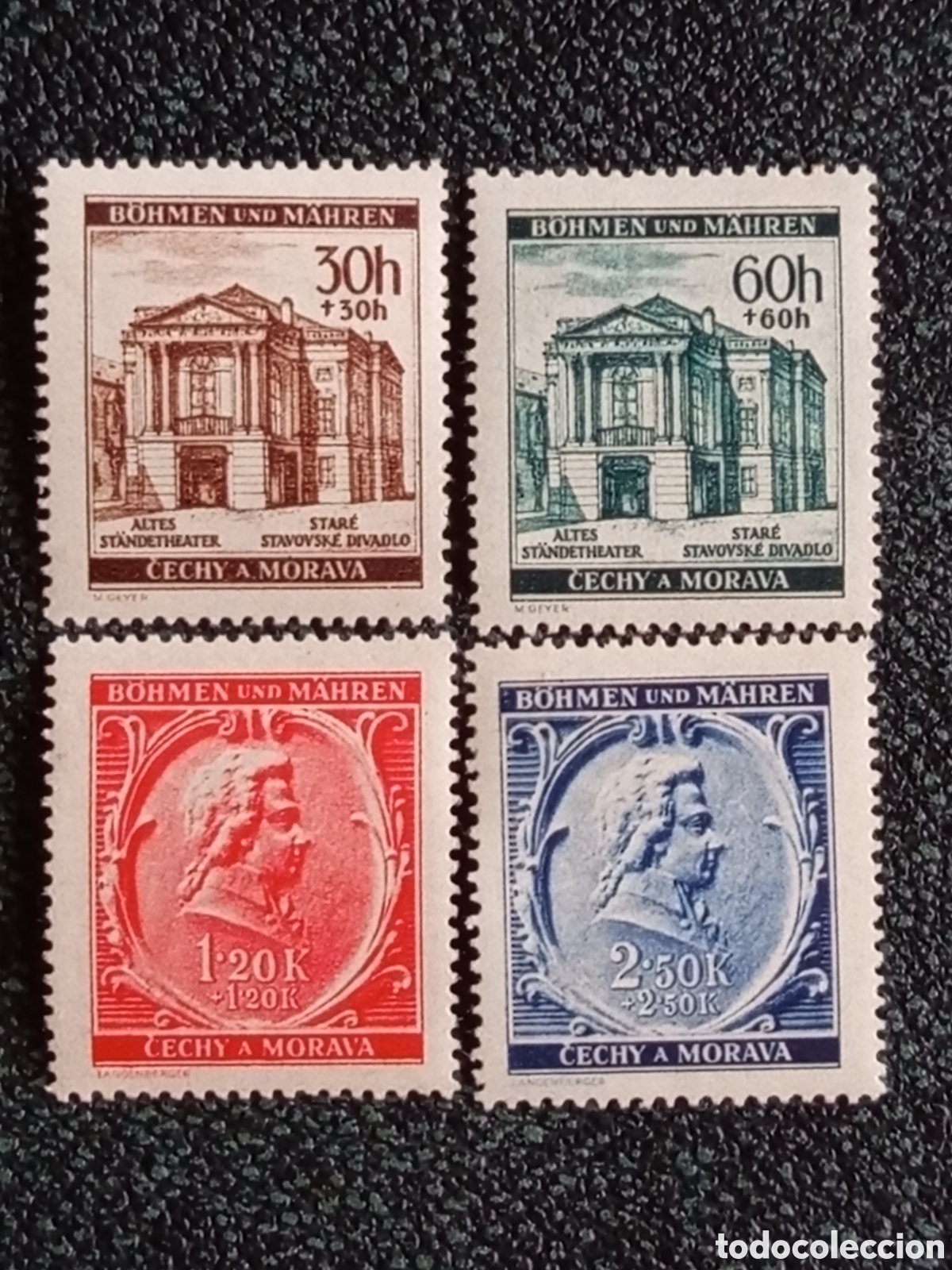 Sellos: Bohemia y Moravia 1941 Beneficencia Yvert 71/74 Mozart Teatro 4V MH