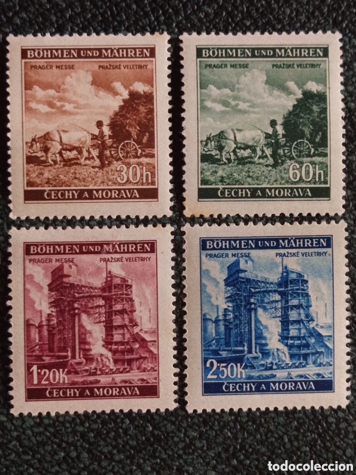 Sellos: Bohemia y Moravia 1941 Ferias Praga Yvert 67/70 Agricultura e Industria 4V MH