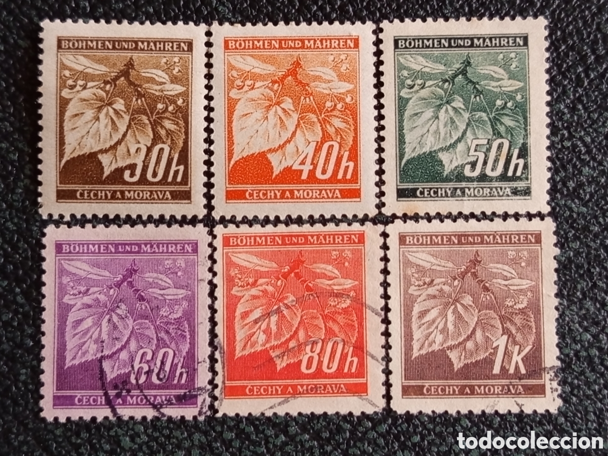 Sellos: Bohemia y Moravia 1939 Definitiva Yvert 1/6 Hojas de Tilo 6V MH/Usad