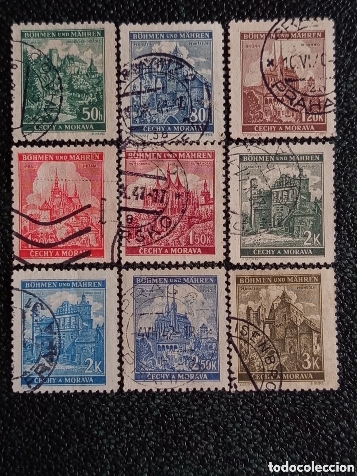 Sellos: Bohemia y Moravia 1939 Paisajes y Ciudades Yvert 30/47 9V Usados