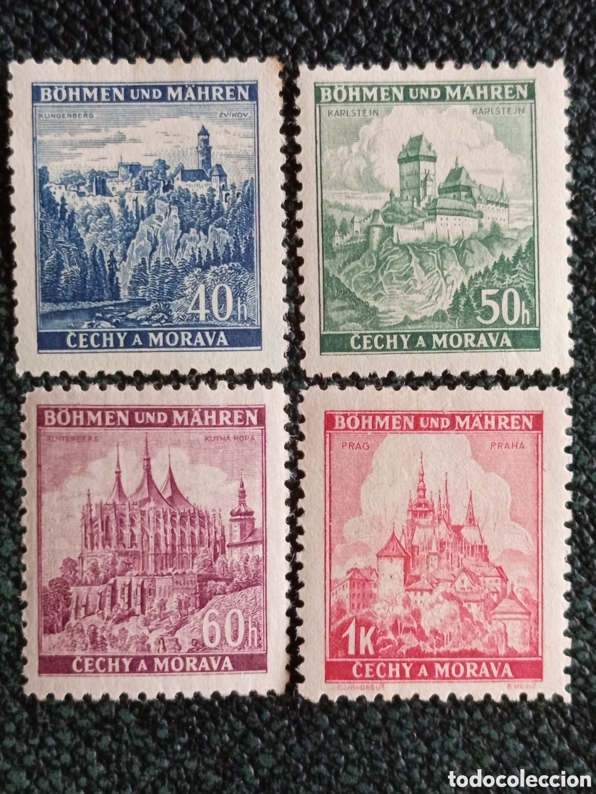 Sellos: Bohemia y Moravia 1939 Paisajes y Castillos Yvert 29/30, 31, 35 4V MH