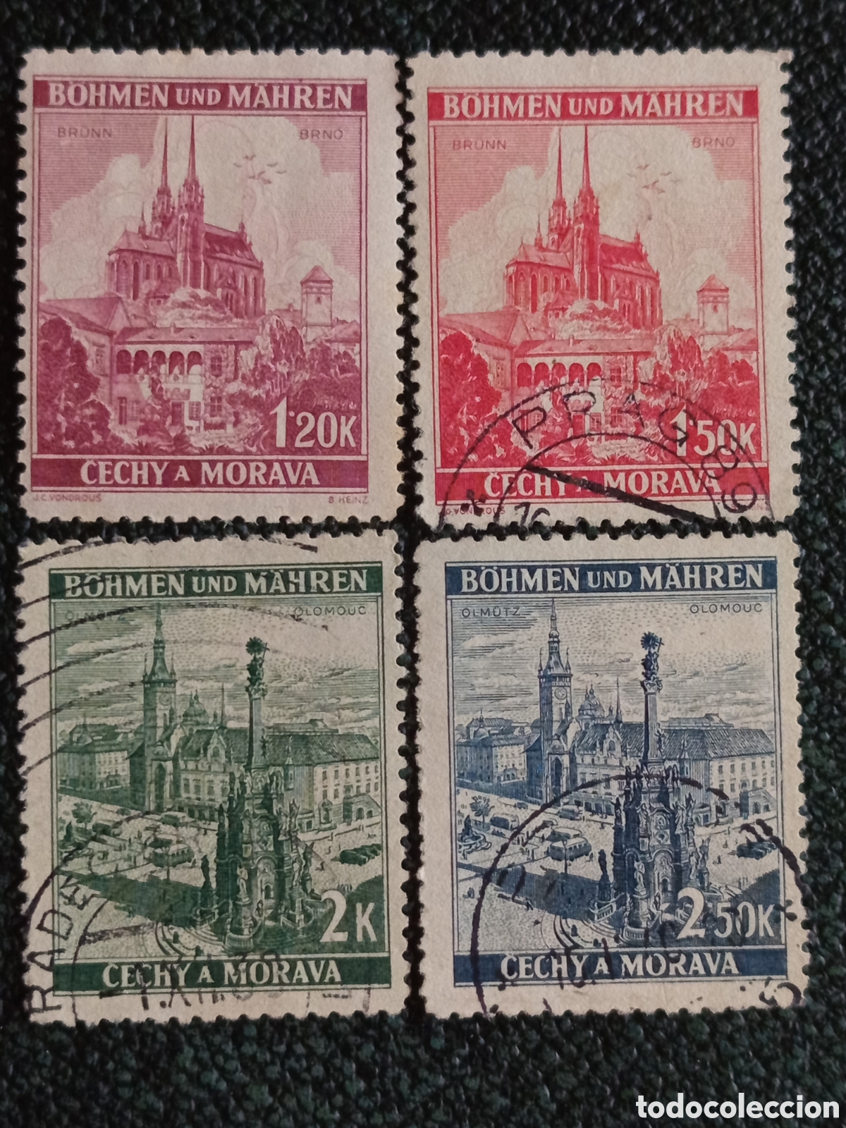 Sellos: Bohemia y Moravia 1939 Paisajes y Ciudades Yvert 12/15 Brno y Olomouc 4V Usad