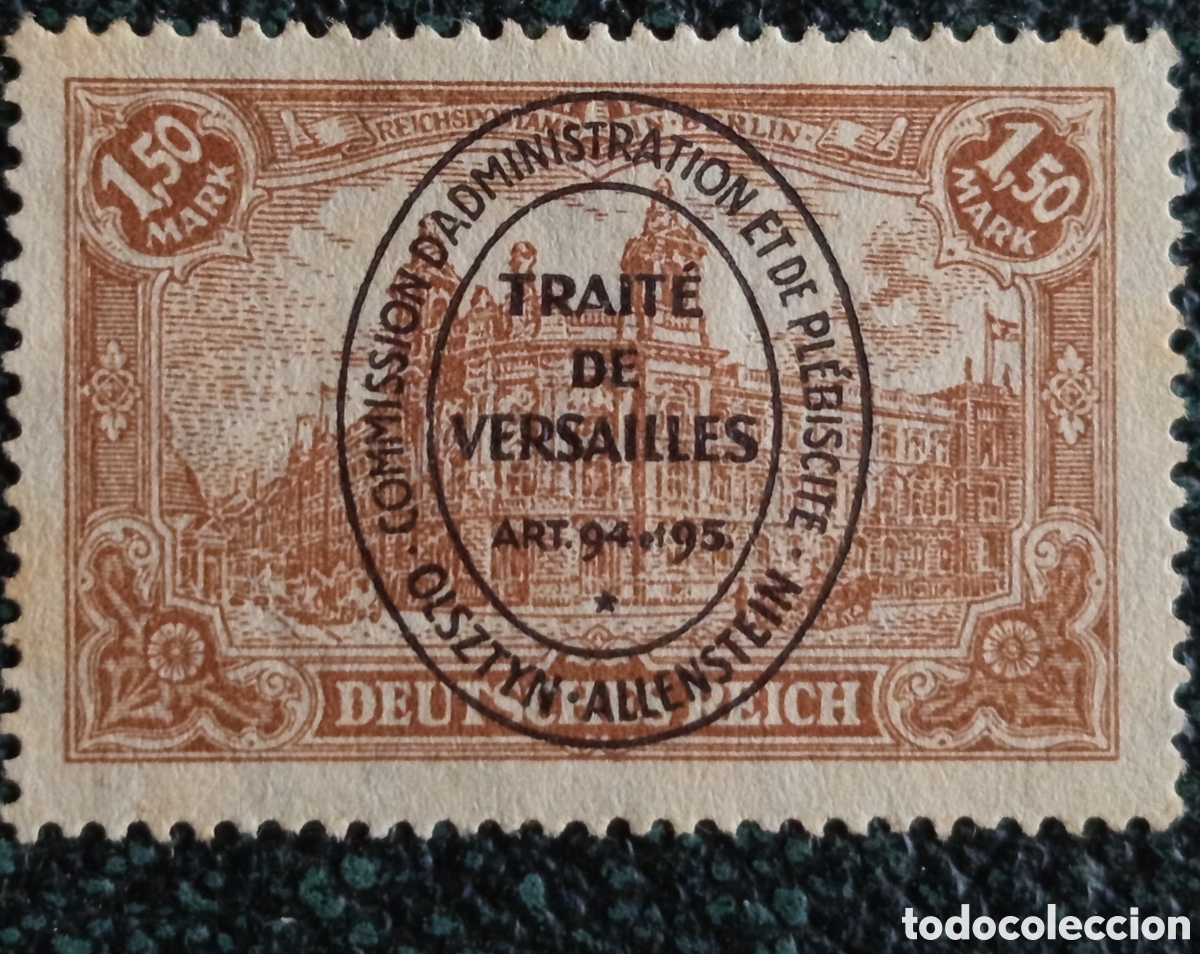 Sellos: Allenstein 1920 Plebiscito Trait&eacute; de Versailles Yvert 27 Sobrecarga 1V MH