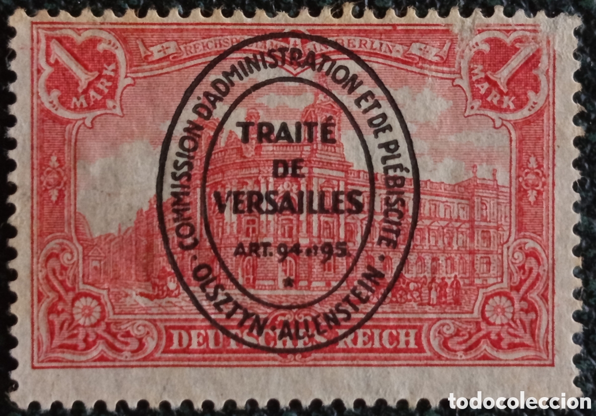 Sellos: Allenstein 1920 Plebiscito Trait&eacute; de Versailles Yvert 25 Sobrecarga 1V MH