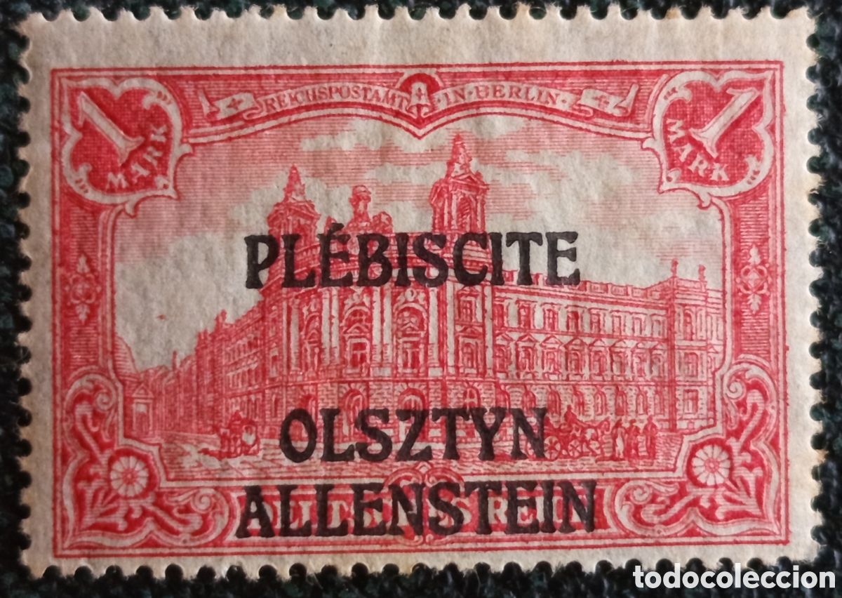 Sellos: Allenstein 1920 Plebiscito Pl&eacute;biscite Olsztyn Yvert 12 Sobrecarga 1V MH