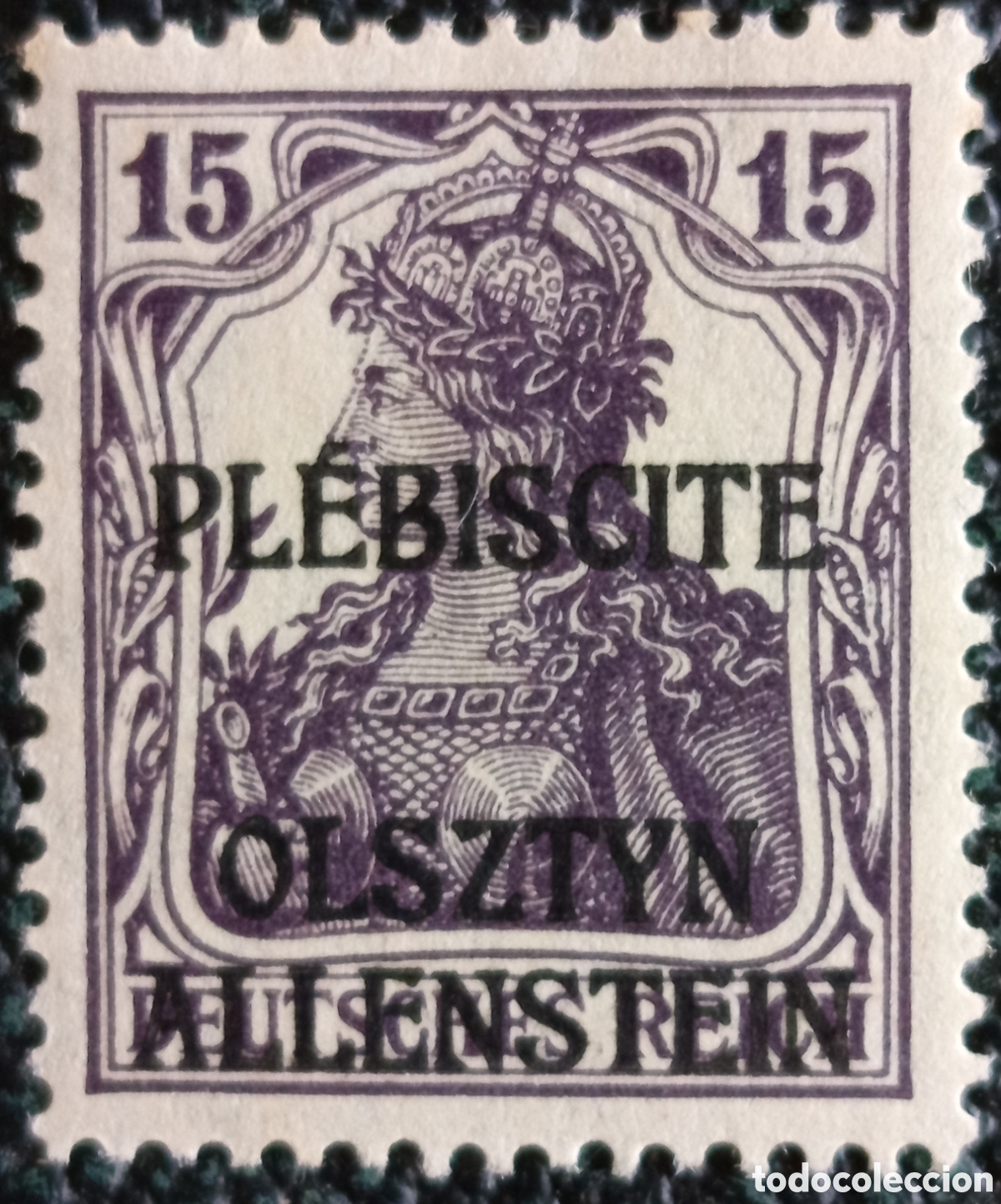 Sellos: Allenstein 1920 Plebiscito Pl&eacute;biscite Olsztyn Yvert 4a Sobrecarga 1V MH