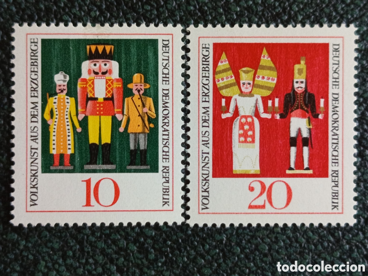 Sellos: Alemania Oriental DDR 1967 Arte Popular Erzgebirge Yvert 1121/1122 2V MH