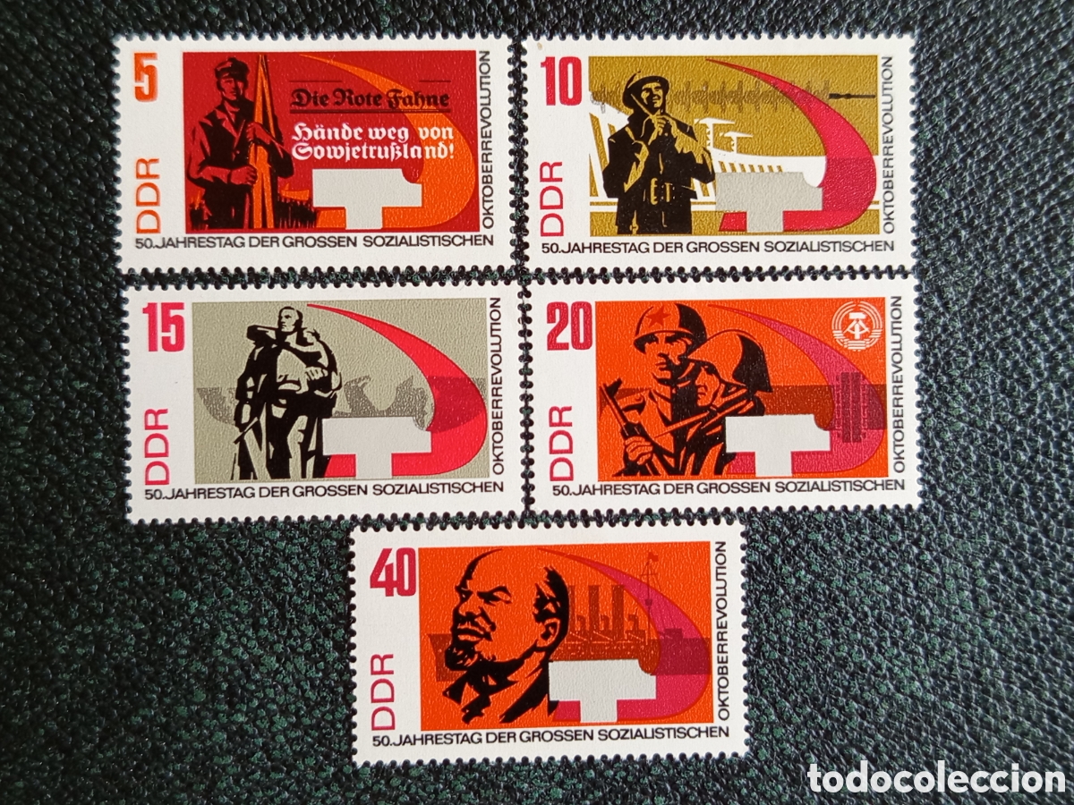 Sellos: Alemania Oriental DDR 1967 Revolucion Octubre Yvert 1111/1115 Serie 5V MH