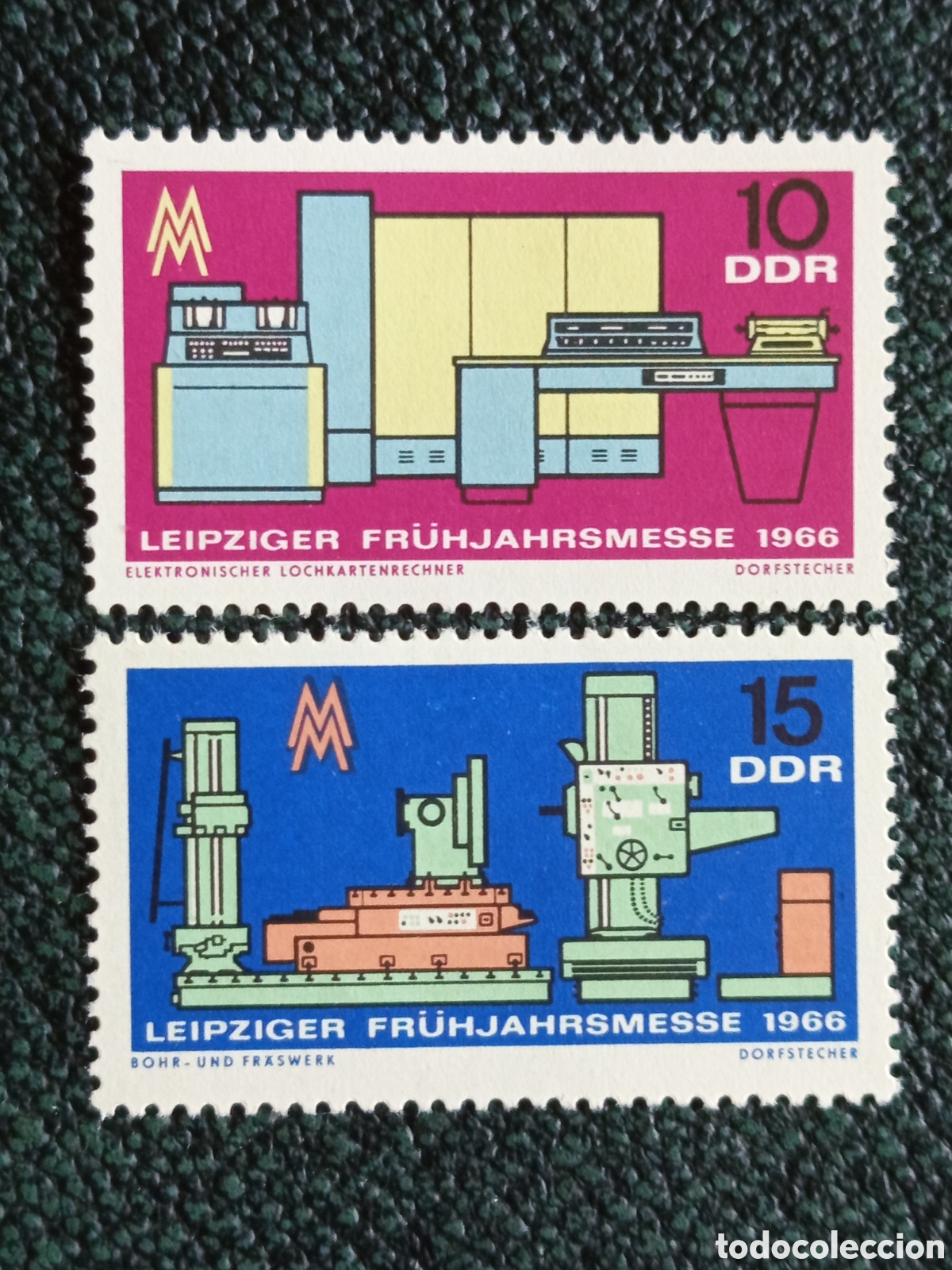 Sellos: Alemania Oriental DDR 1966 Feria Primavera Leipzig Yvert 1022/1023 2V MH