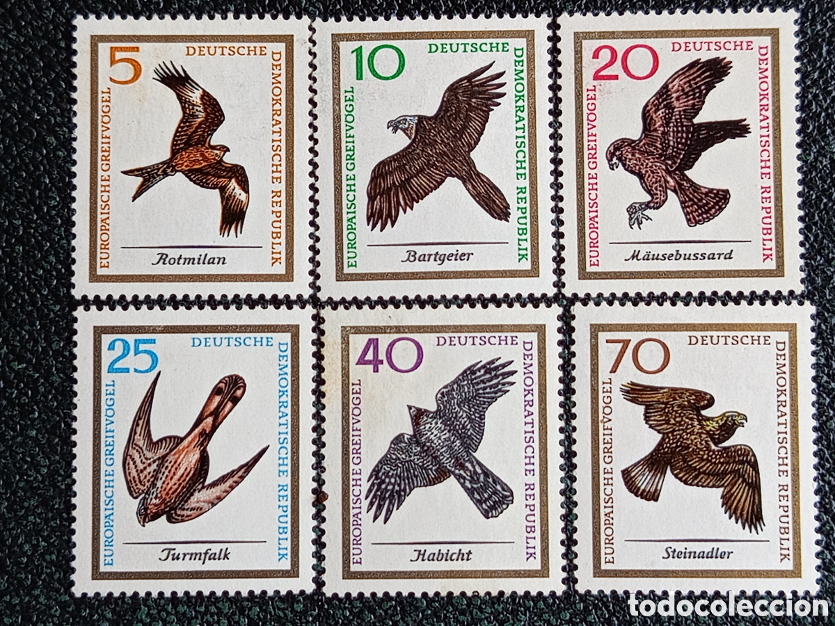 Sellos: Alemania Oriental DDR 1965 Aves de Rapi&ntilde;a Yvert 975/980 Serie 6V MH