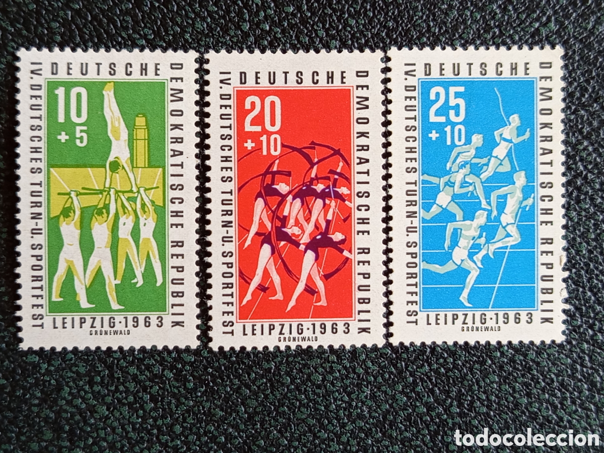 Sellos: Alemania Oriental DDR 1963 Festival Gimnasia Yvert 734/736 Serie MH