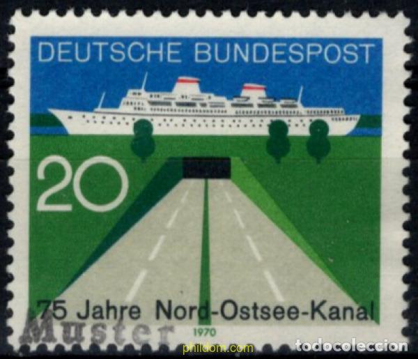 Sellos: 794640 MNH ALEMANIA FEDERAL 1970 75 ANIVERSARIO DEL CANAL DEL MAR BALTICO