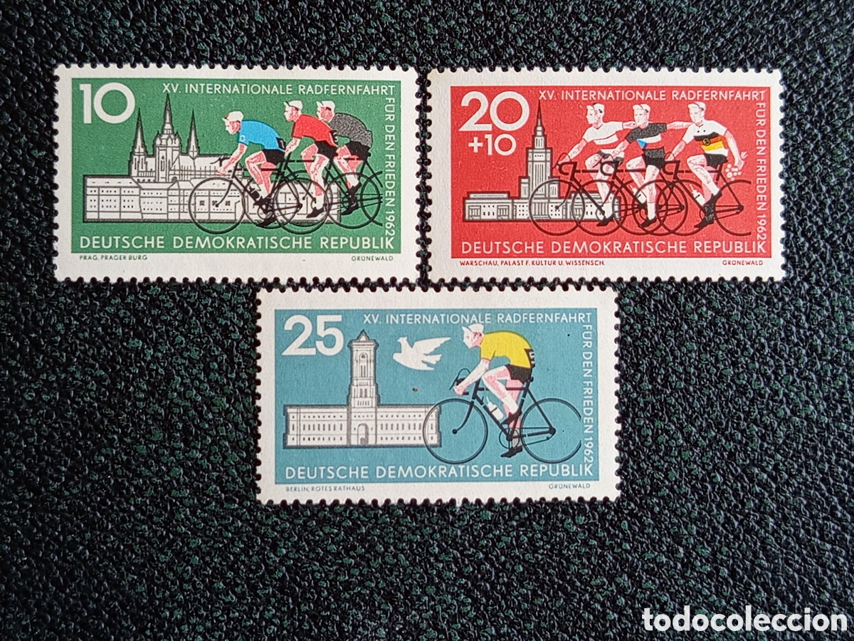 Selos: Alemania Oriental DDR 1962 Carrera Paz Ciclismo Yvert 659/661 Serie MH