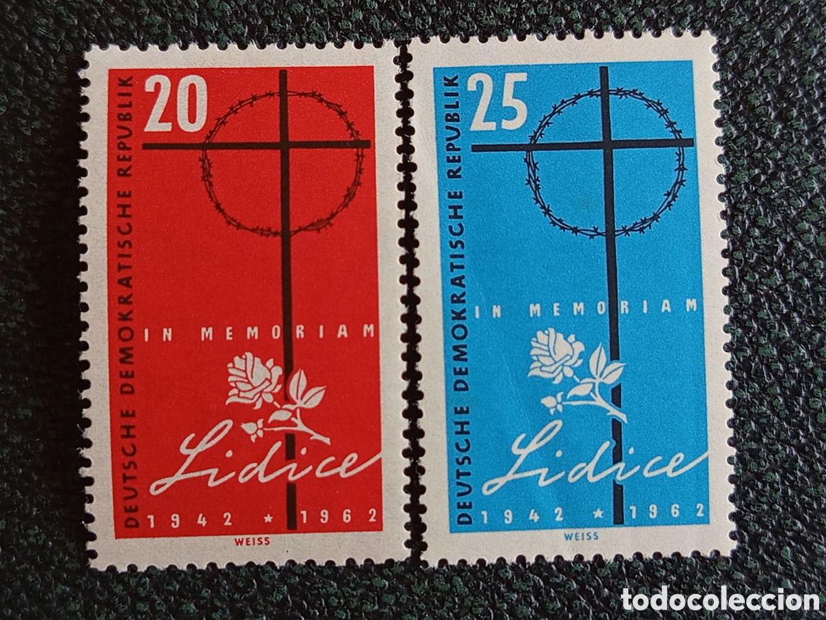 Selos: Alemania Oriental DDR 1962 Conmemoraci&oacute;n Lidice Yvert 662/663 Pareja MH