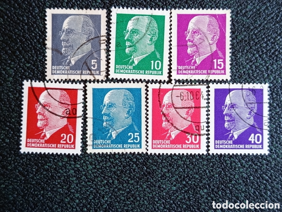 Francobolli: Alemania Oriental DDR 1961 Walter Ulbricht Yvert 598/604 Serie Usados